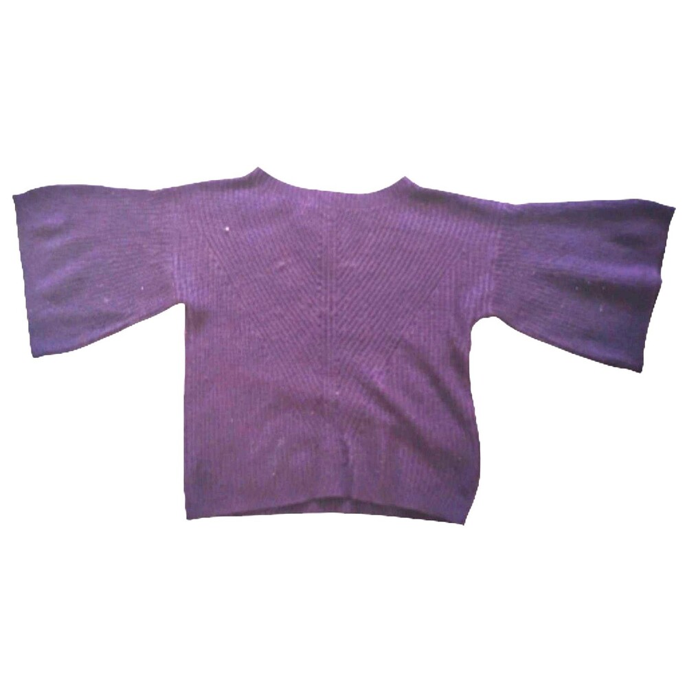 Cable & Gauge Wide, Short-Sleeve, Ribbed knit Purple Sweater Size S,P